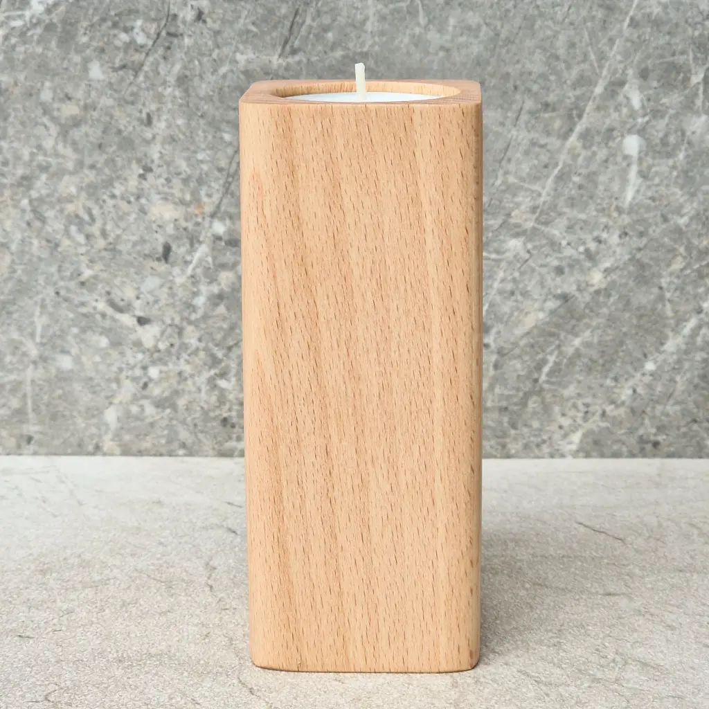 drewniany świecznik na tealight bukowy wooden candle holder beech 120 zaokrąglony (1).webp