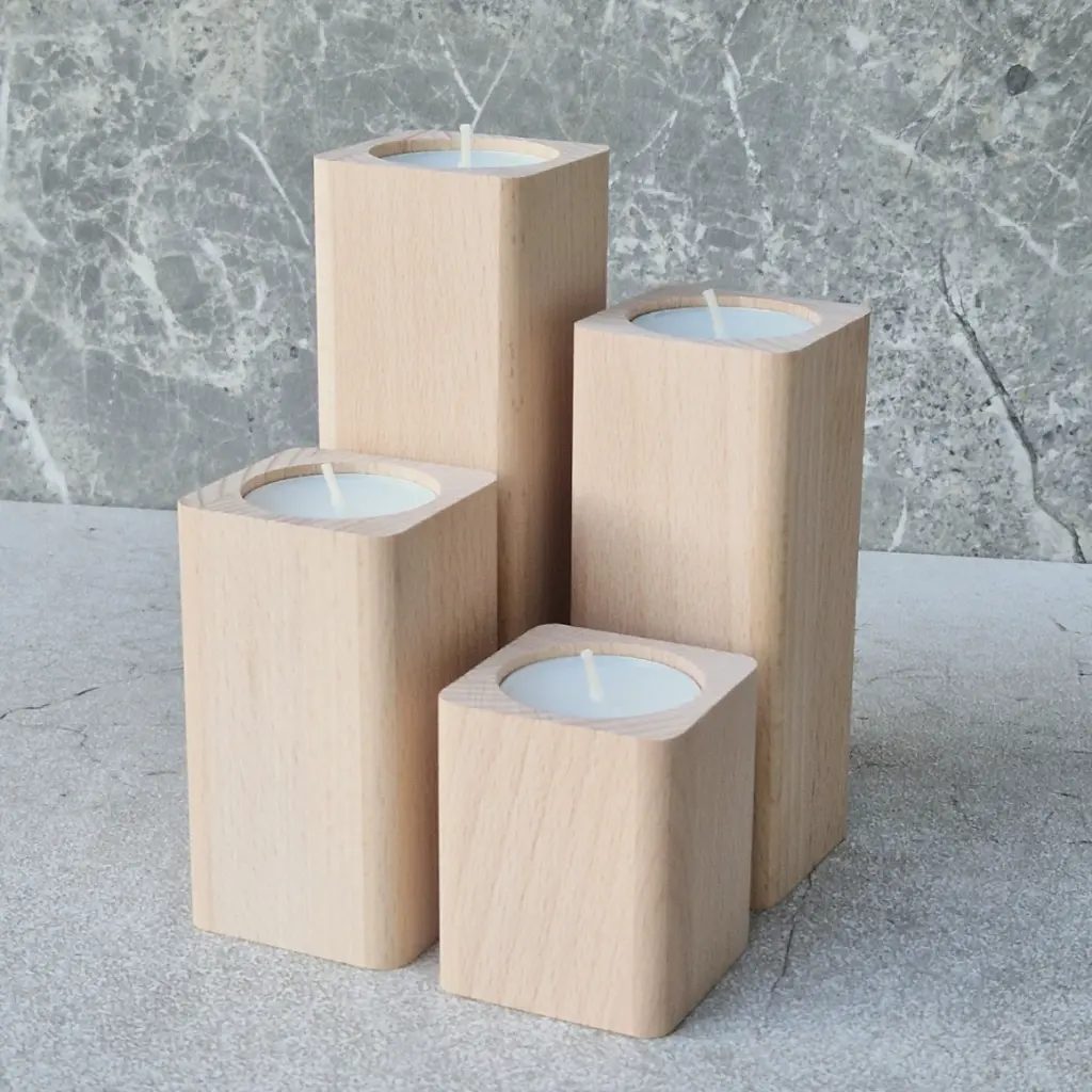 świecznik drewniany na tealighty bukowy zaokrąglany candle holder (2).webp