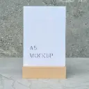 Beech menu stand 150x40x40mm with A5 acrylic pocket