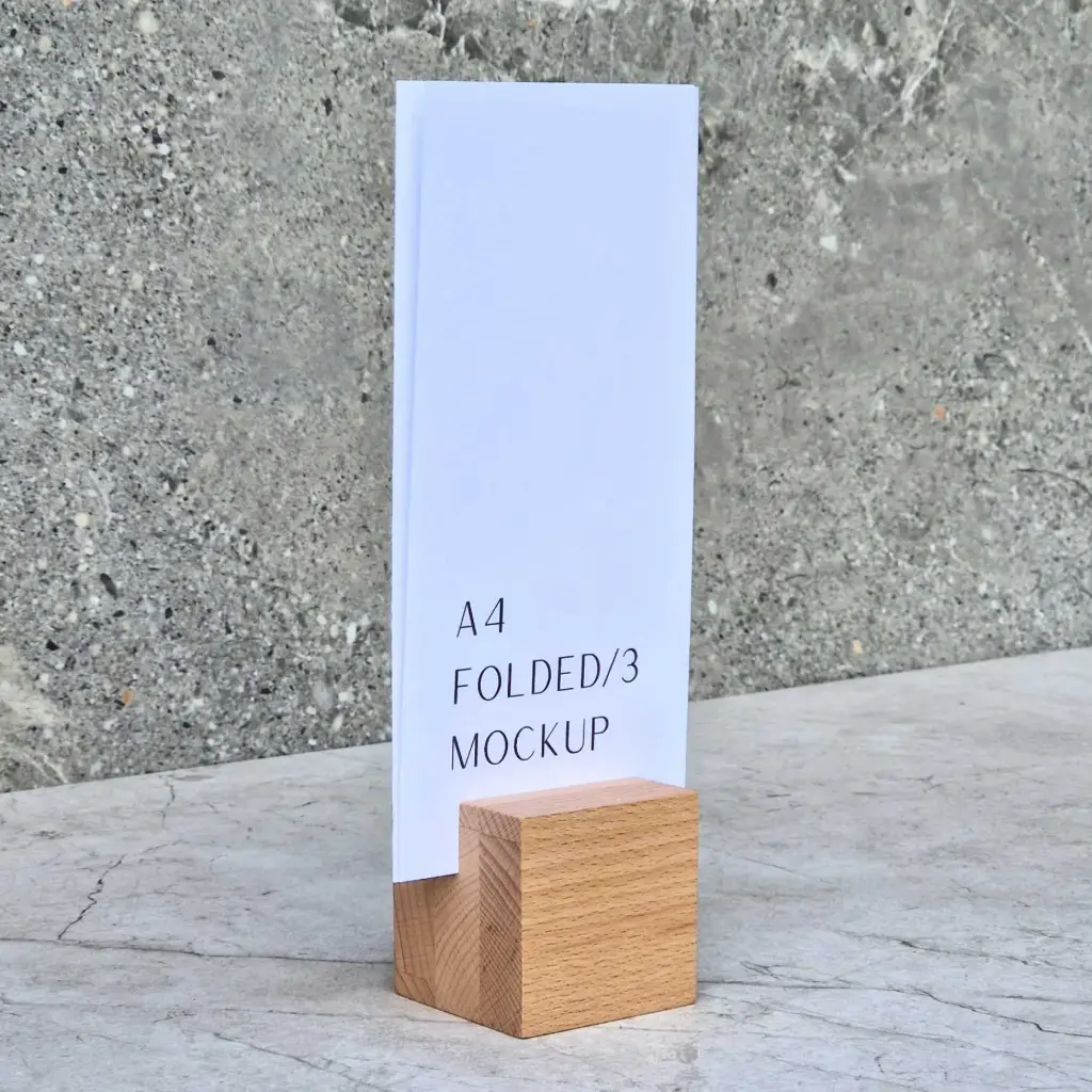Beech cube menu stand 60x60x60mm