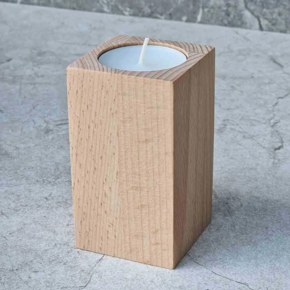 Świecznik na tealight bukowy 90x50x50mm prosty