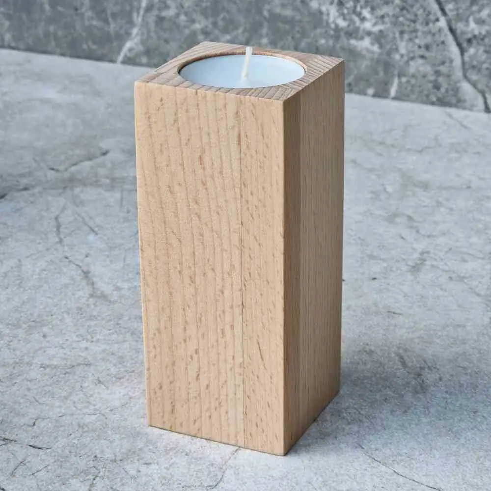 Świecznik na tealight bukowy 120x50x50mm prosty