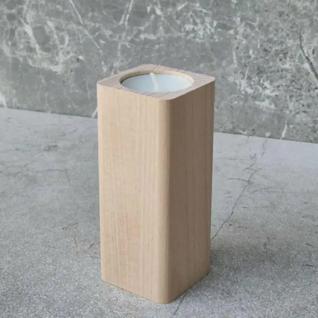 Świecznik na tealight bukowy 120x50x50mm zaokrąglany 