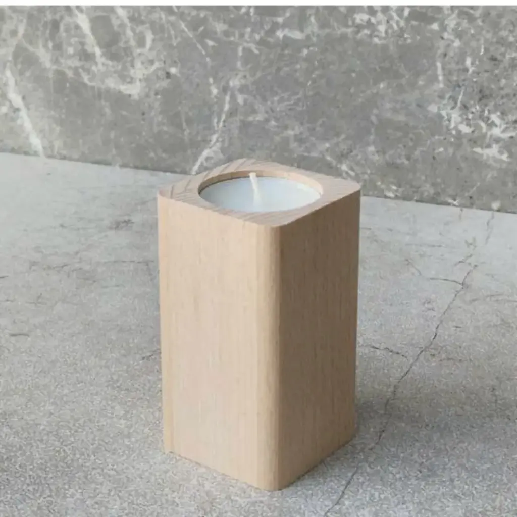 Świecznik na tealight bukowy 90x50x50mm zaokrąglany