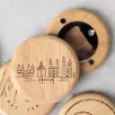 Personalised oak bottle opener with engraving and magnets 