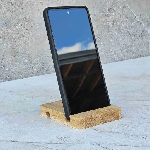 [DB15-00823-H-025297] Oak mobile stand, double groove for thin and thick mobile 100x80x15