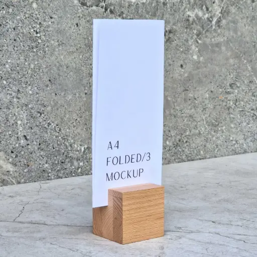 [BK60-00839-H-025323] Beech cube menu stand 60x60x60mm