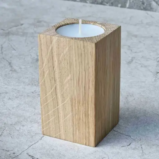 [DB50-00902-H-025348] Świecznik na tealight dębowy 90x50x50mm prosty