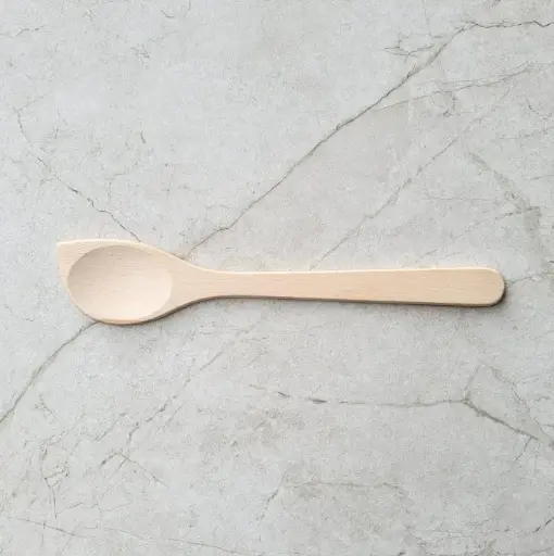 [01003-S-029463] Beech spoon with flat handle and horn 295x60x7mm