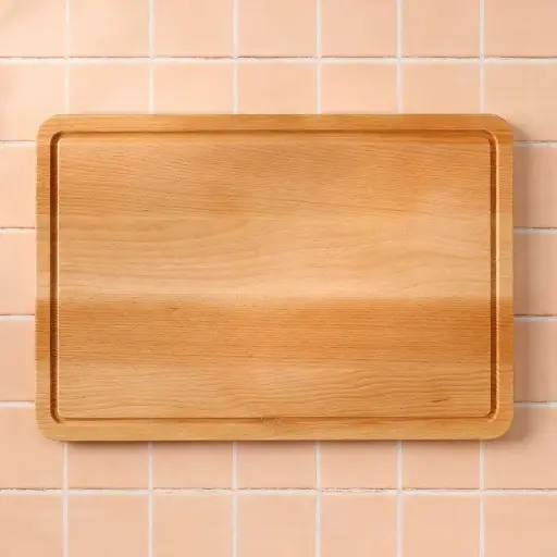 [BK15-P-041837] Beech cutting board with groove 400x270x15mm